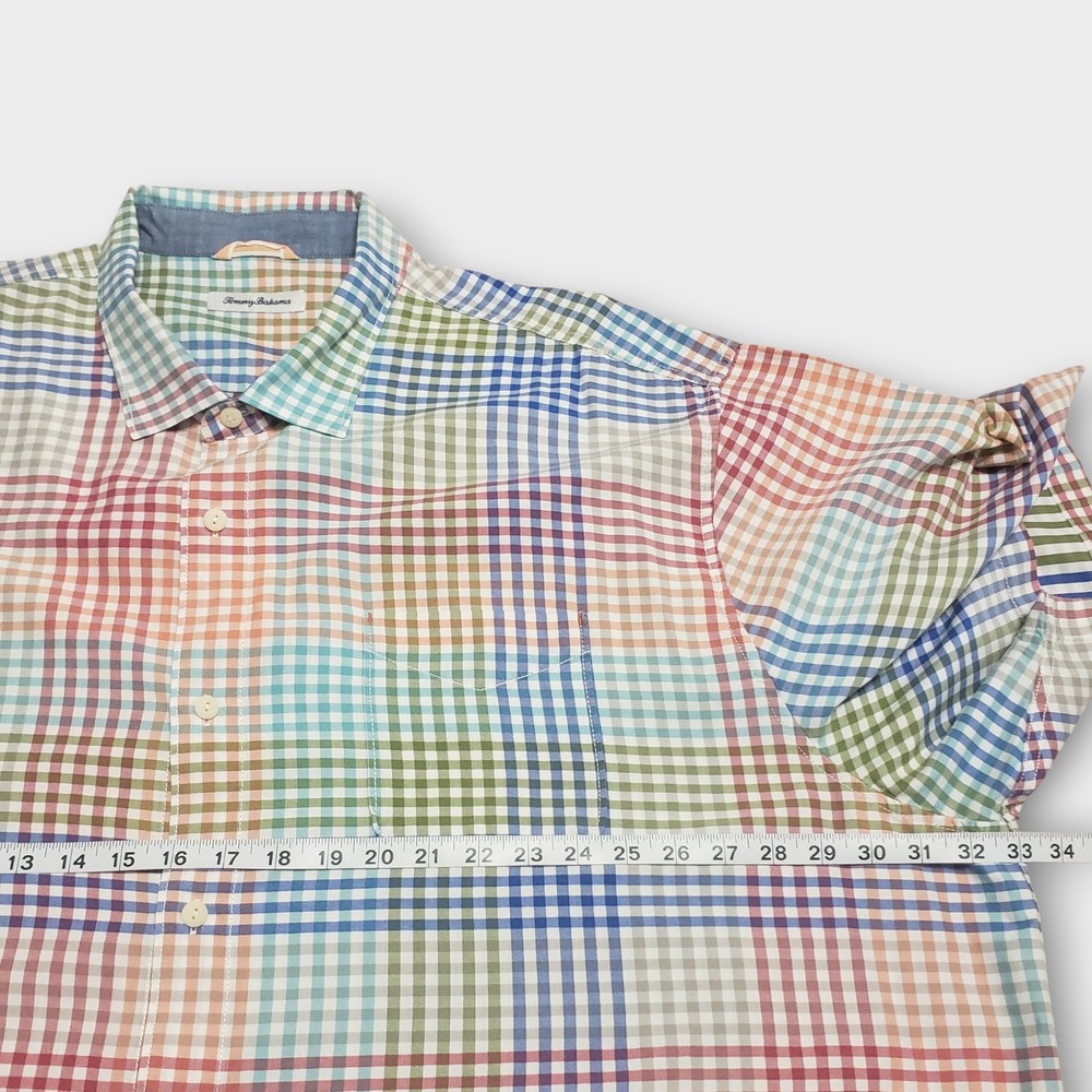 Tommy Bahama Mens 4XLB Rainbow Check Plaid Short Sleeve Button Down Shirt - Picture 6 of 9